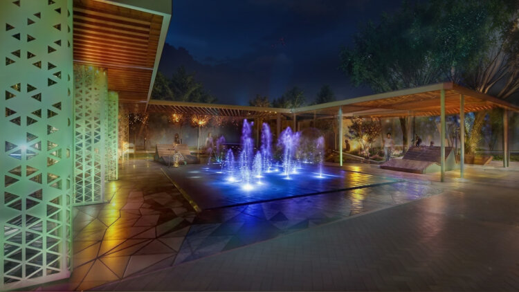 Пешеходный фонтан Чебуран 10 струй