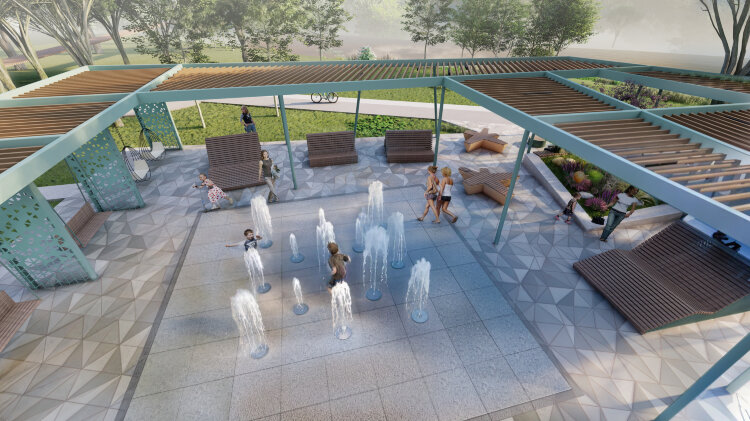 Пешеходный фонтан Удача 13 струй