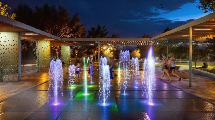 Пешеходный фонтан Смелый 7 струй